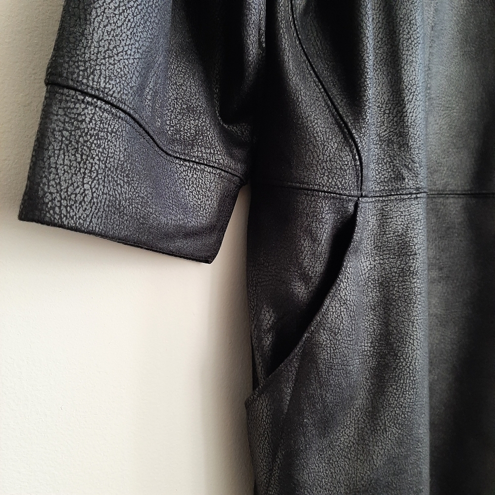 Gabrielle Union Shift Dress Black Leather Look Size Large - Picture 6 of 15